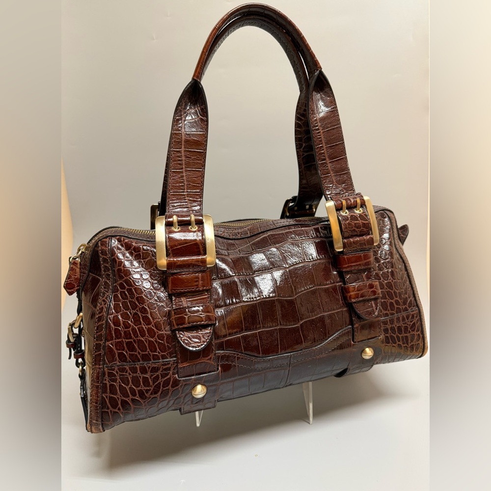 MAXX CROC Y2K genuine leather satchel bag burgundy brown - Picture 16 of 17